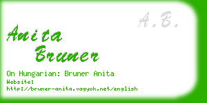 anita bruner business card